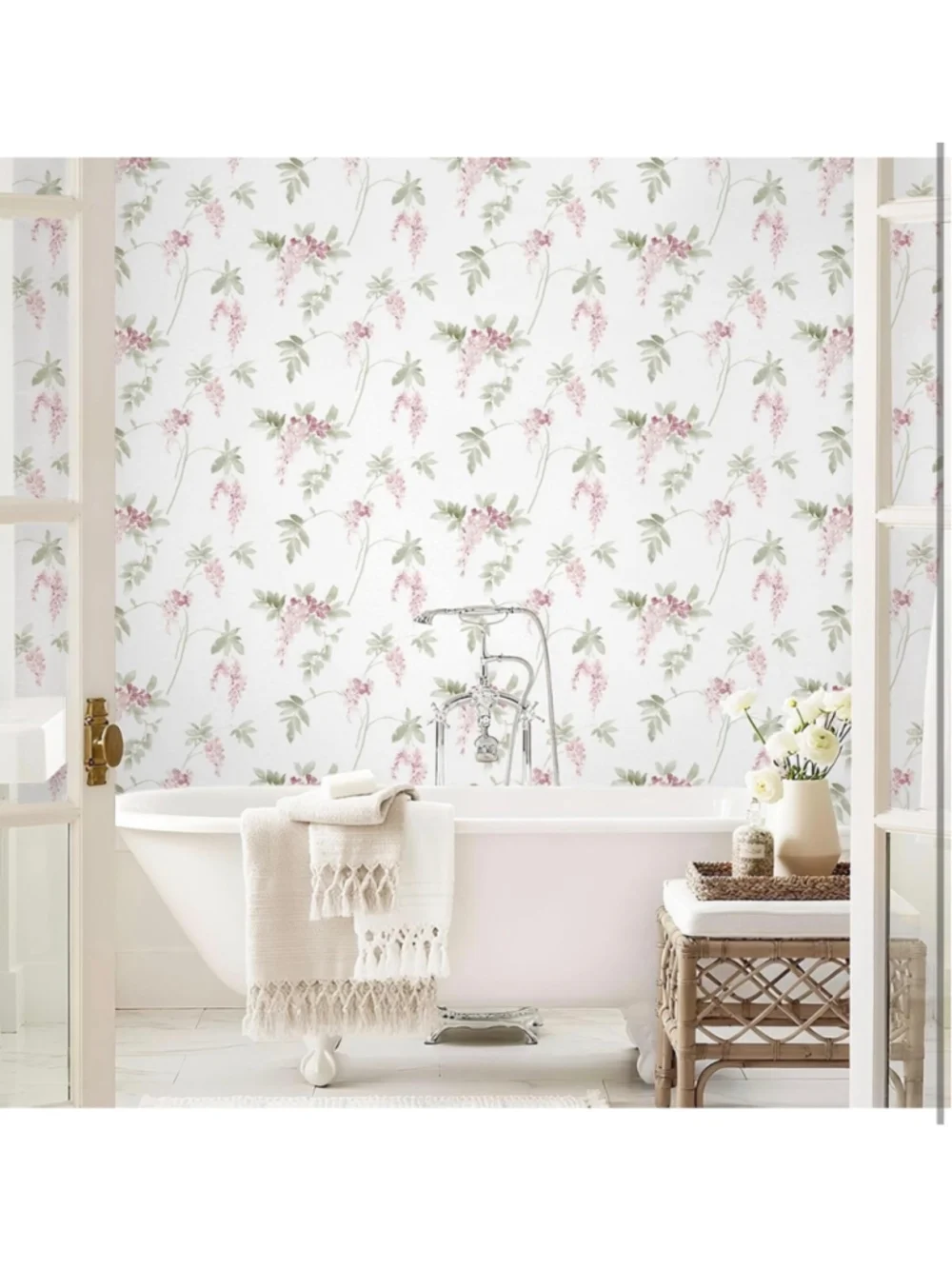 NEW 2 Rolls 17.3''x197''Floral Peel & Stick Wallpaper Vinyl Floral Contact Paper